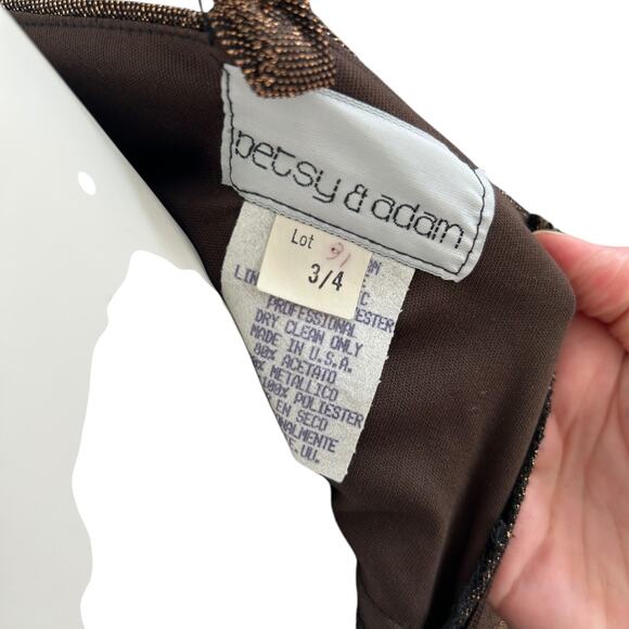 Vintage 90s Y2K Betsy & Adam Bronze Shimmer Jeweled Cutout Prom Dress Gown 3/4 - Picture 4 of 9